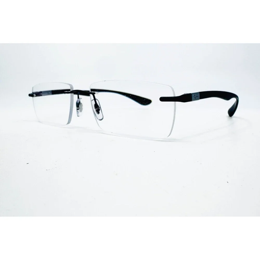 Ray-Ban Eyeglass Frames Mens Black Rimless Rectangle RB 8724 1128 54-17-140